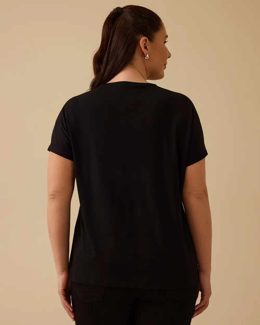Plus Size Short Sleeve T-Shirt with Stones