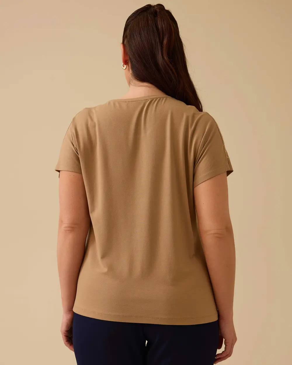 Plus Size Short Sleeve T-Shirt with Stones