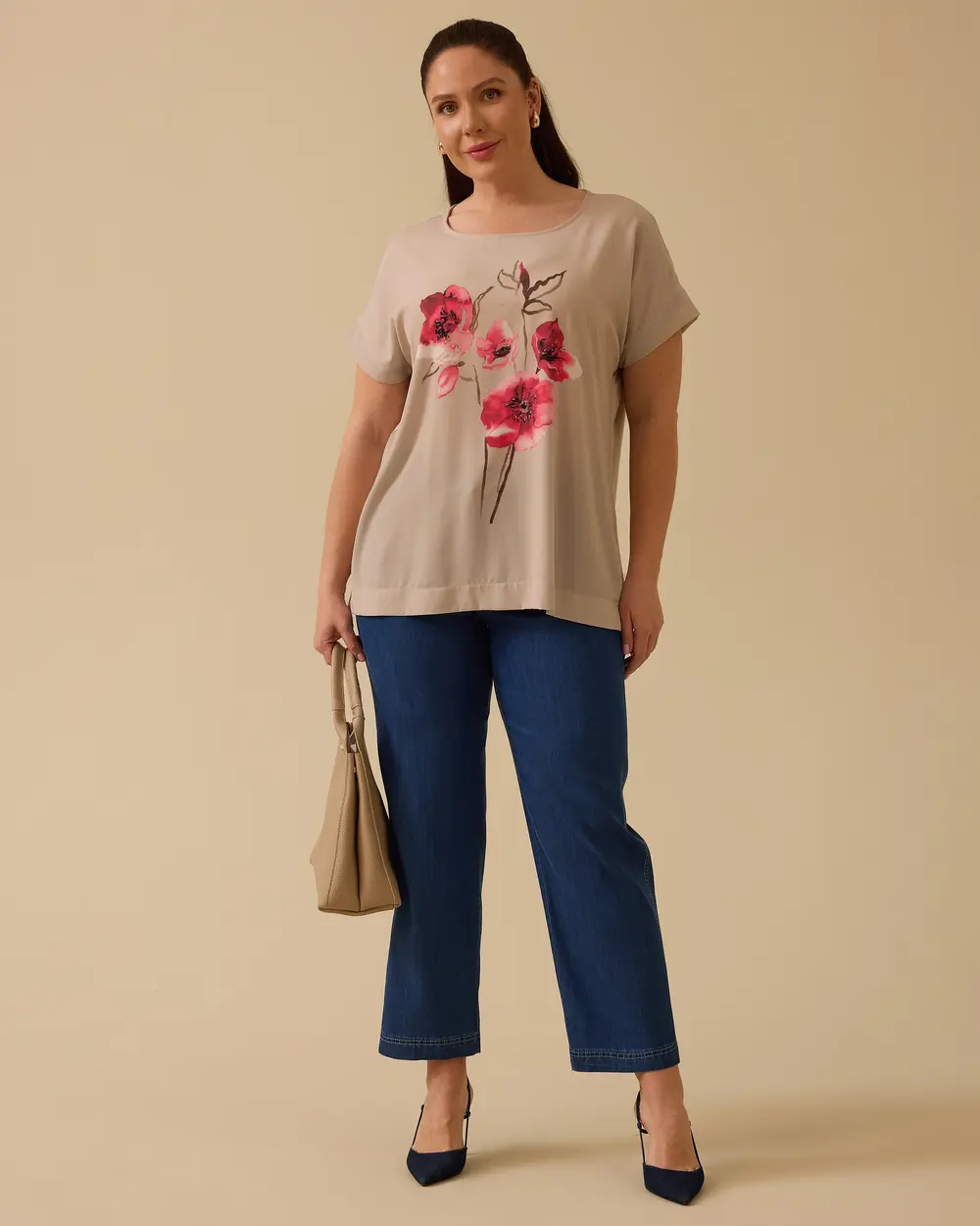 Plus Size Floral Printed T-Shirt