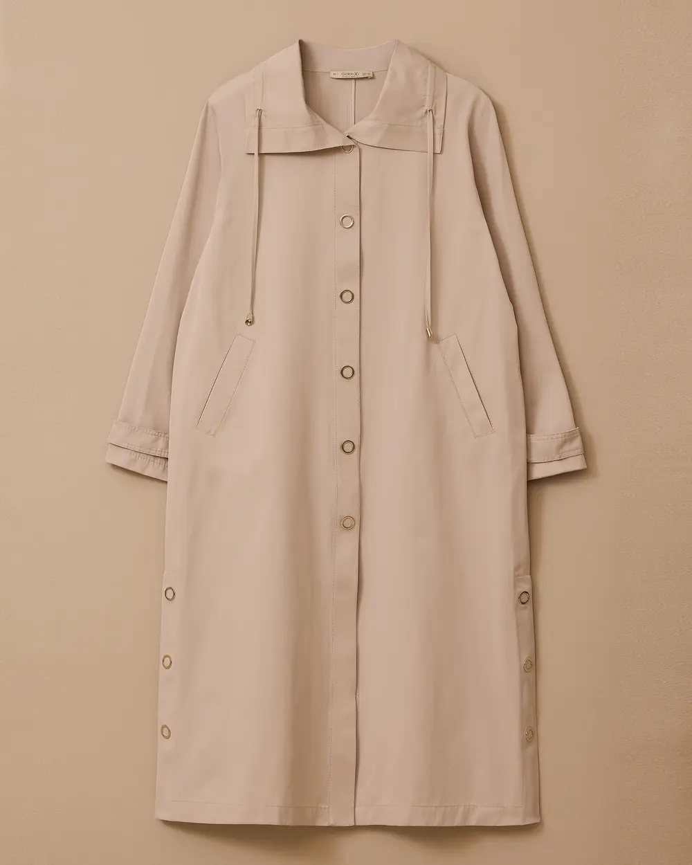 Büyük Beden Bağcıklı Yaka Cepli Kap