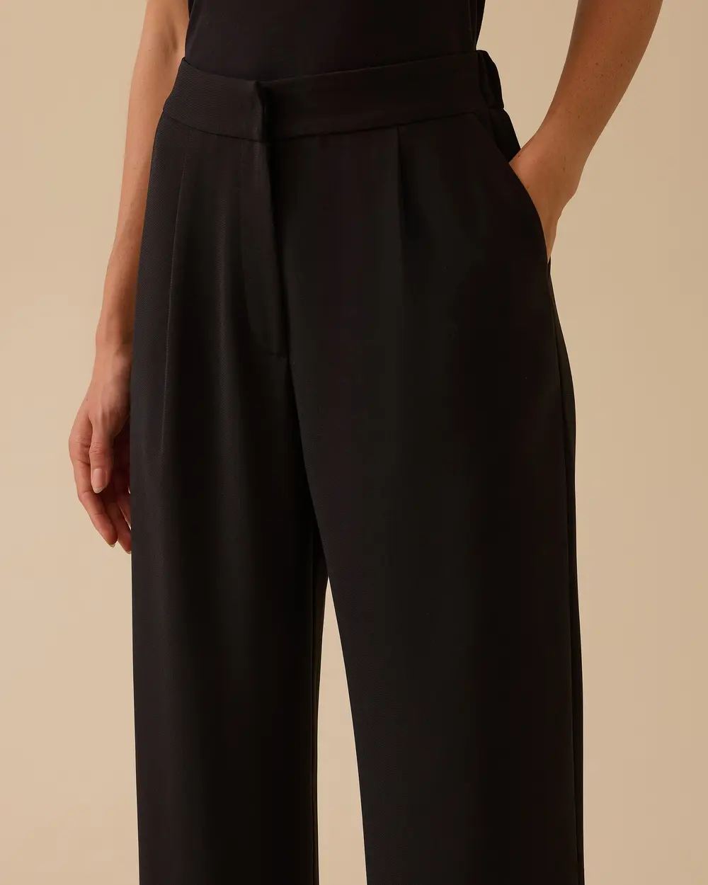 Elena Beli Lastikli Tek Pile Geniş Paça Pantolon