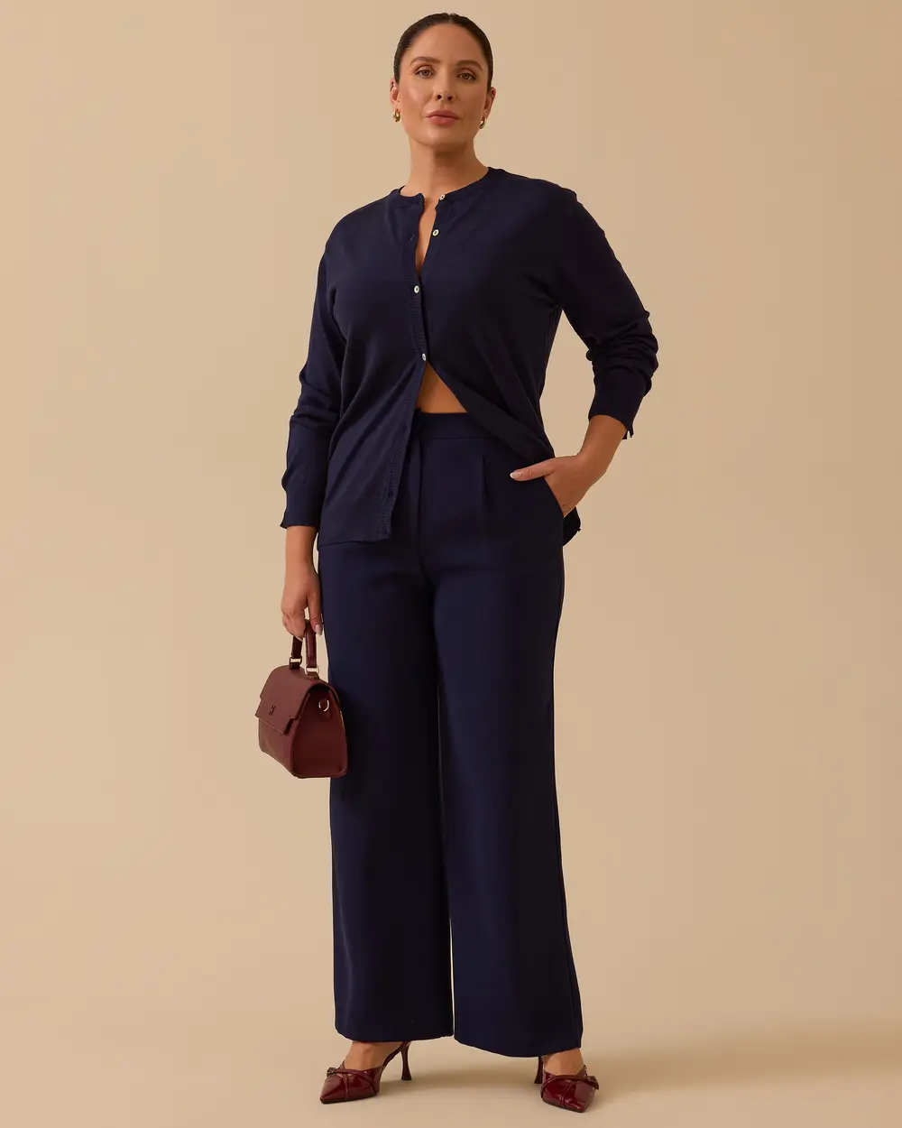 Elena Beli Lastikli Tek Pile Geniş Paça Pantolon