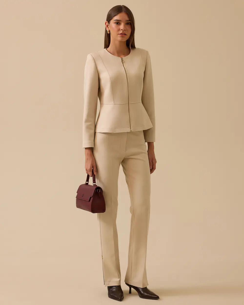 Paça Yırtmaçlı Tam Boy Pantolon