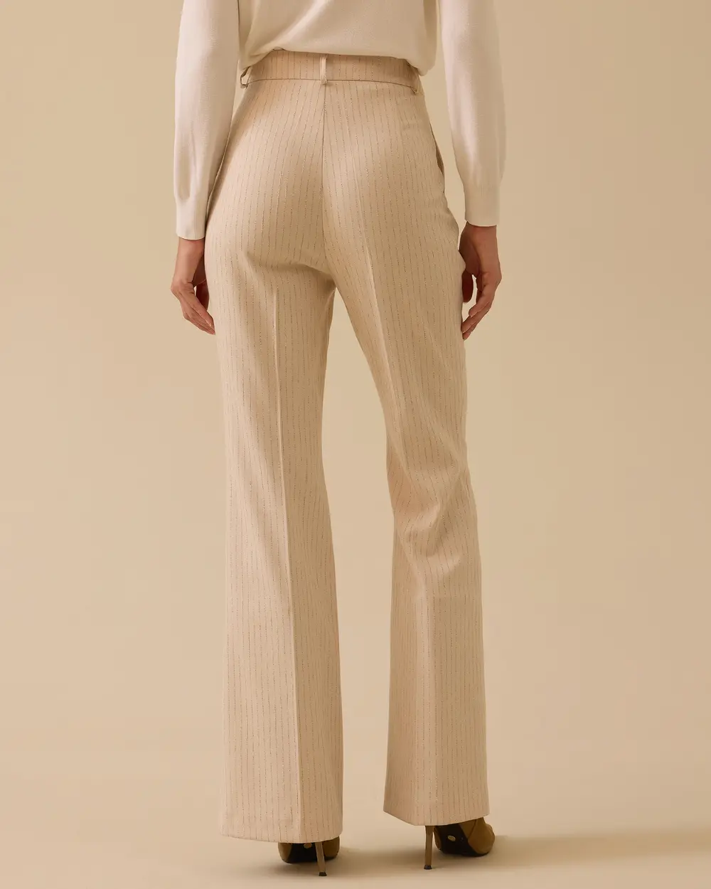 Kemer Tokalı Çizgili Tam Boy Pantolon