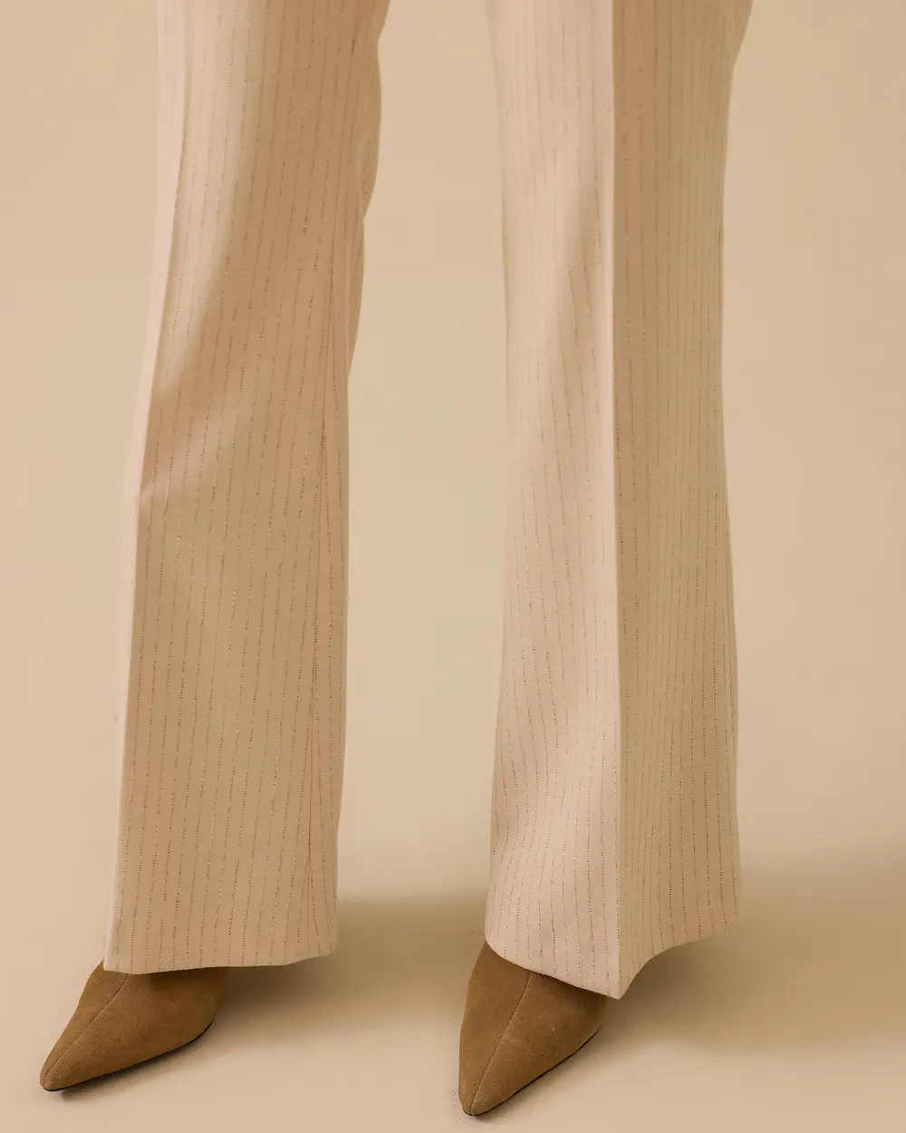 Kemer Tokalı Çizgili Tam Boy Pantolon