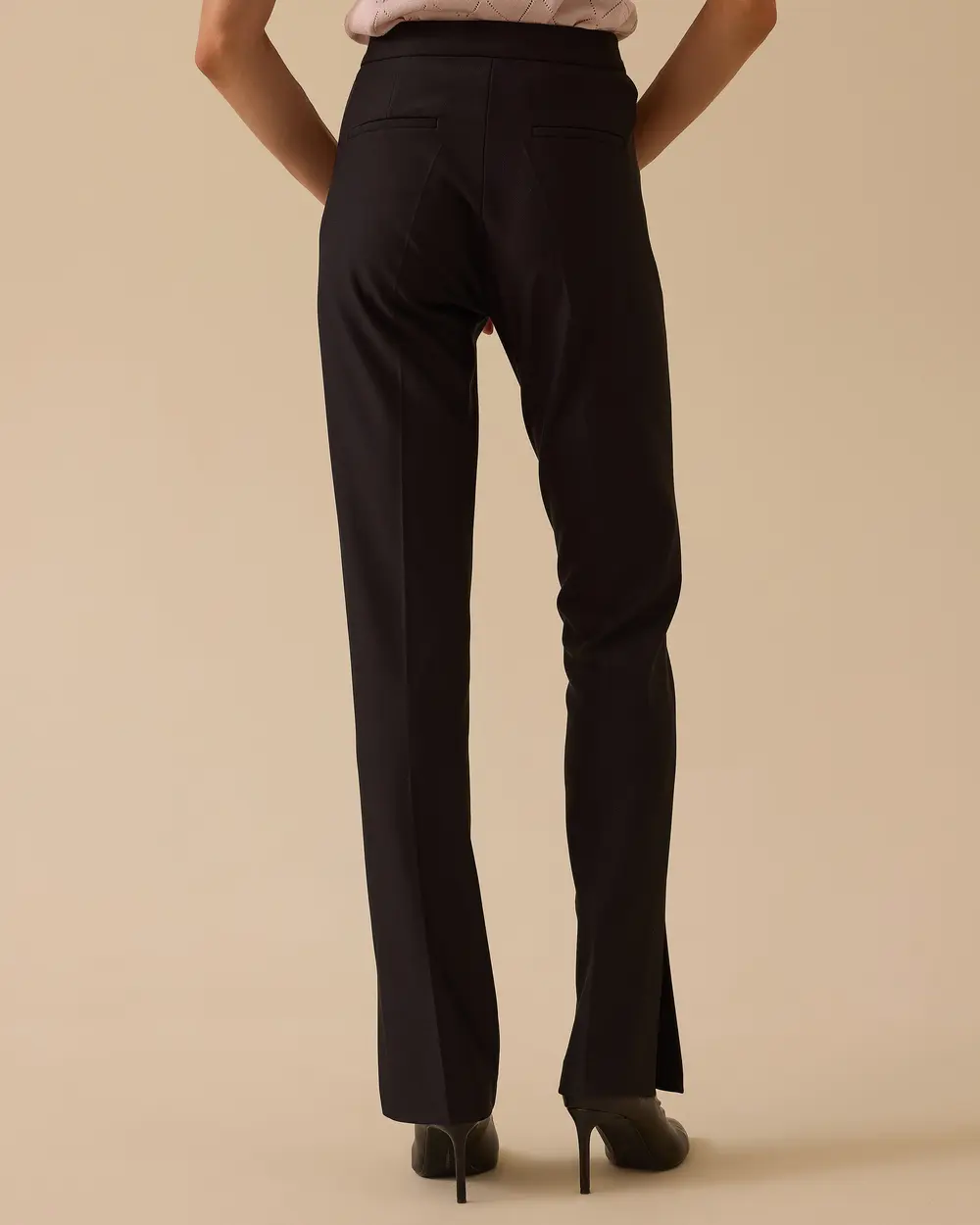 Yüksek Bel Paça Yırtmaçlı Tam Boy Pantolon