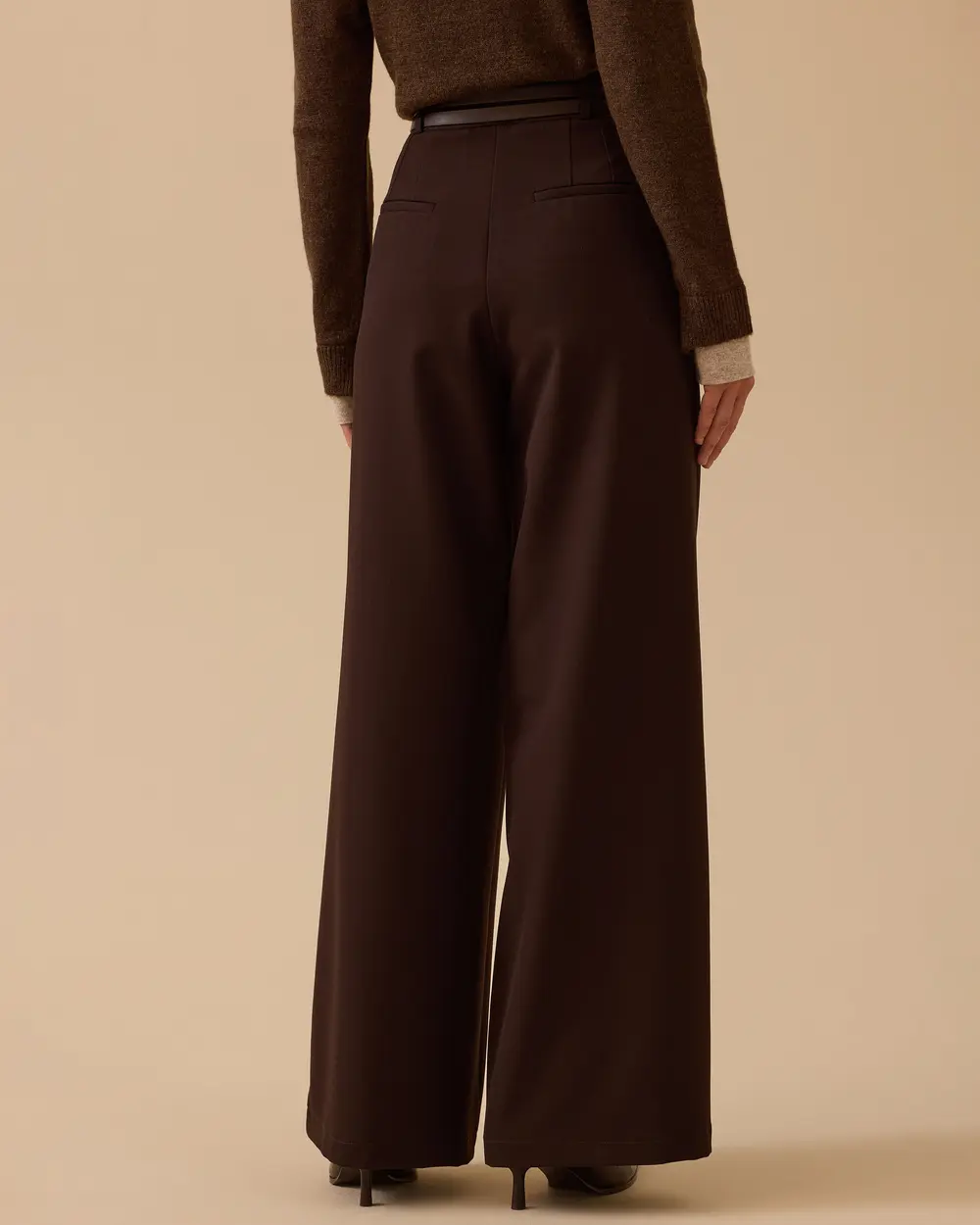 Kemerli Tek Pile Bol Paça Pantolon