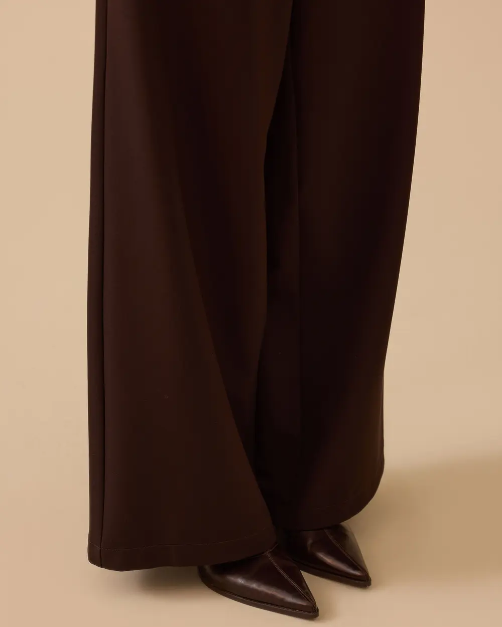 Kemerli Tek Pile Bol Paça Pantolon