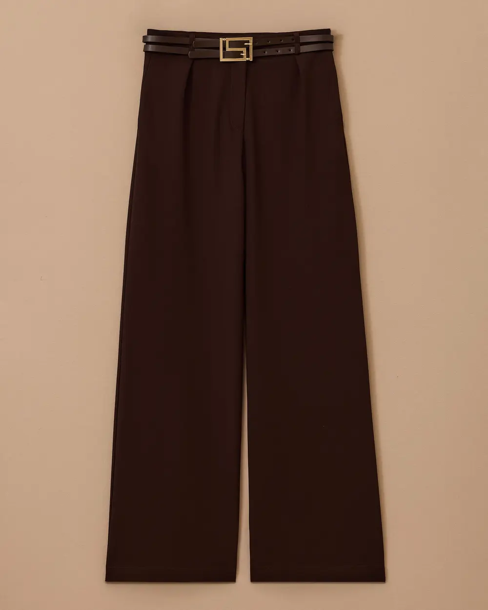 Kemerli Tek Pile Bol Paça Pantolon