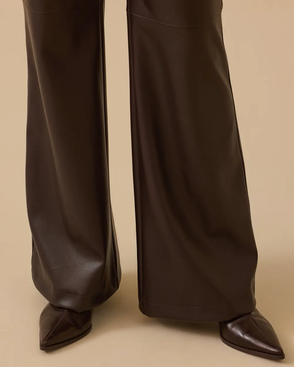 Suni Deri Bol Paça Pantolon