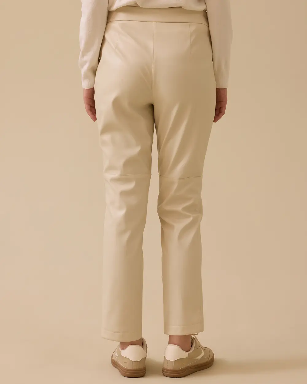 Buttoned Ankle Length Faux Leather Pants