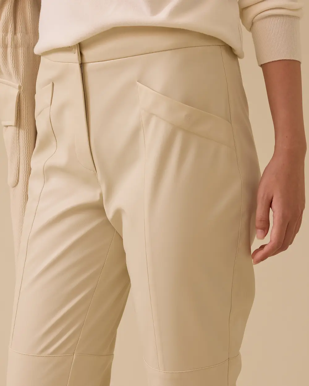Buttoned Ankle Length Faux Leather Pants
