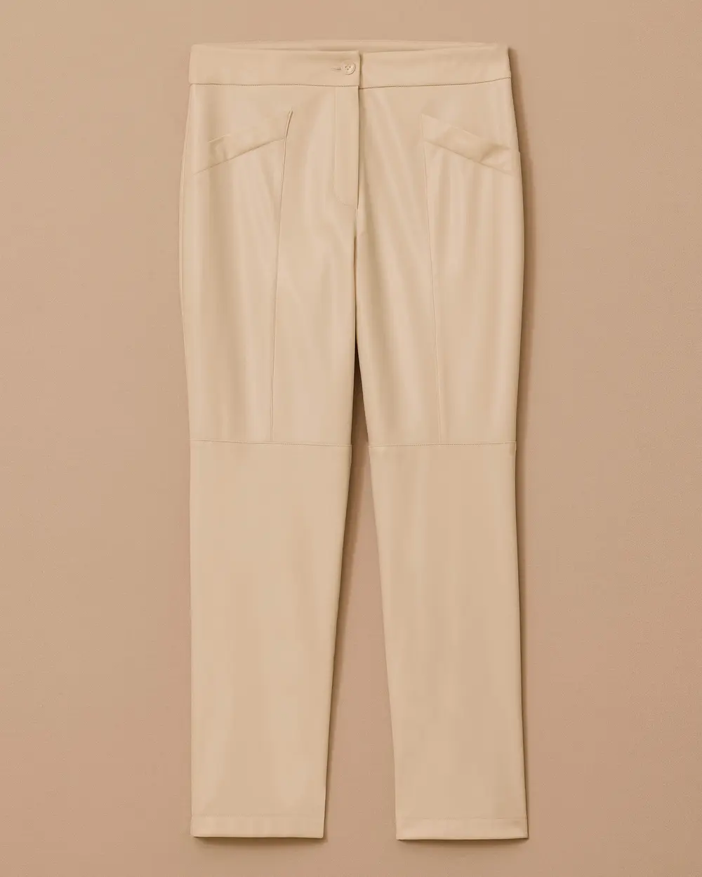 Buttoned Ankle Length Faux Leather Pants