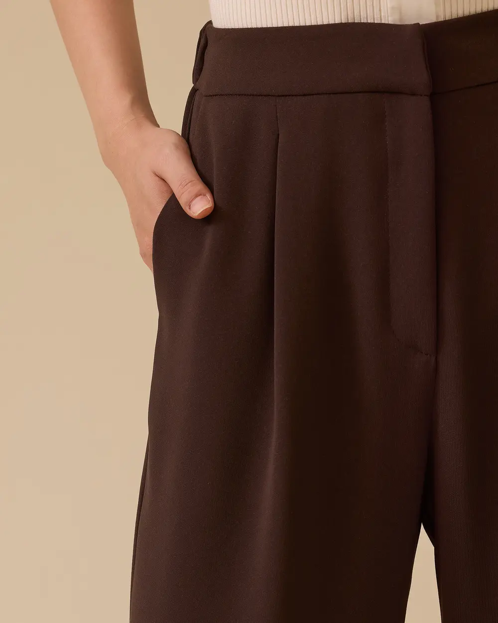 Pile Detaylı Bol Paça Pantolon