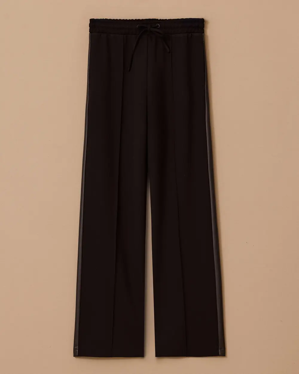 Suni Deri Biyeli Bol Paça Pantolon