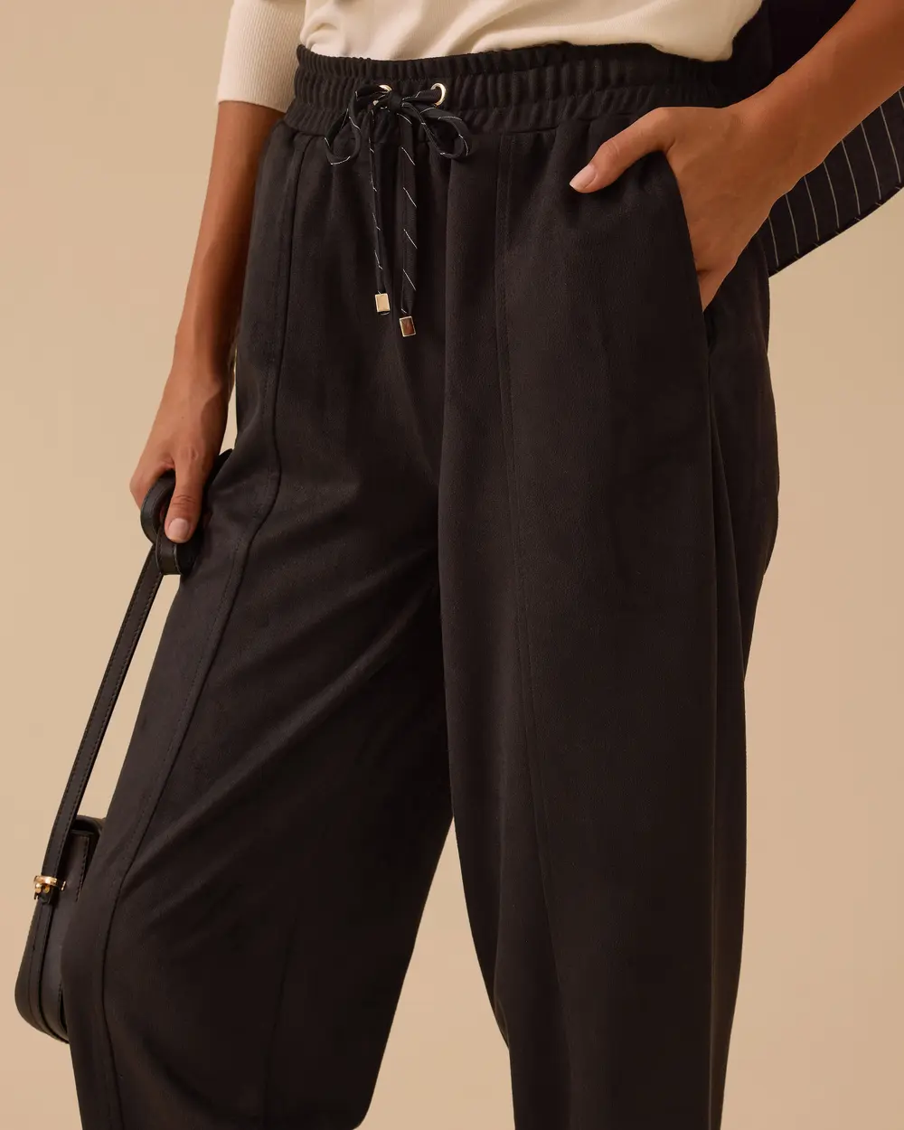 Lace-up Ankle Length Suede Trousers