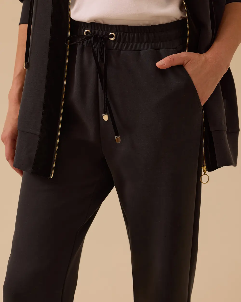 Yüksek Bel Bilek Boy Bağcıklı Pantolon