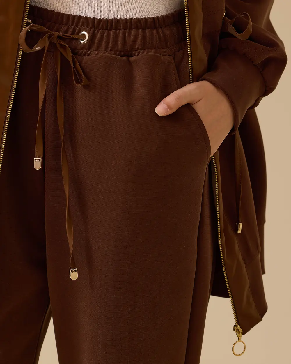 Yüksek Bel Bilek Boy Bağcıklı Pantolon