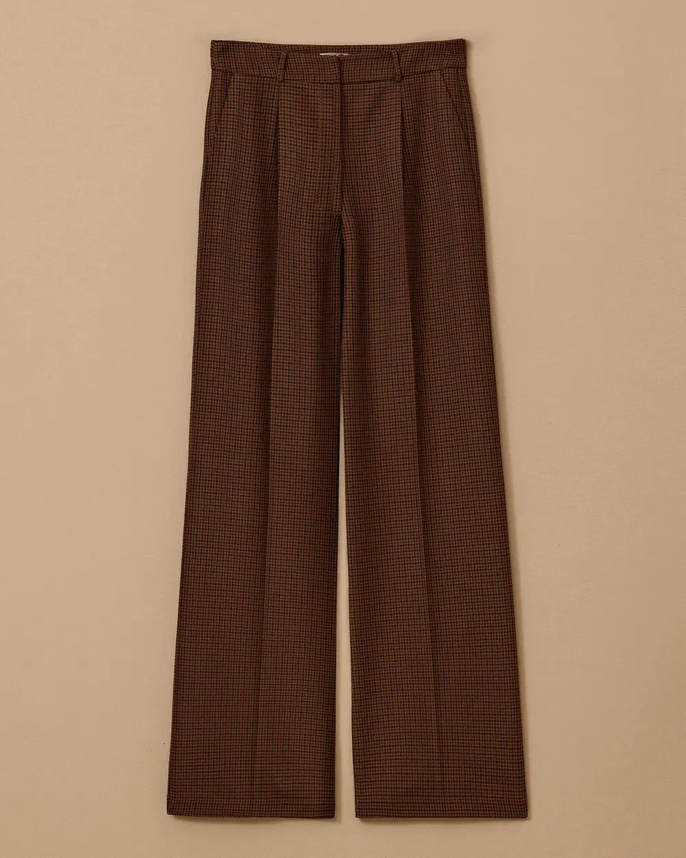 Ekoseli Bol Paça Tek Pile Pantolon