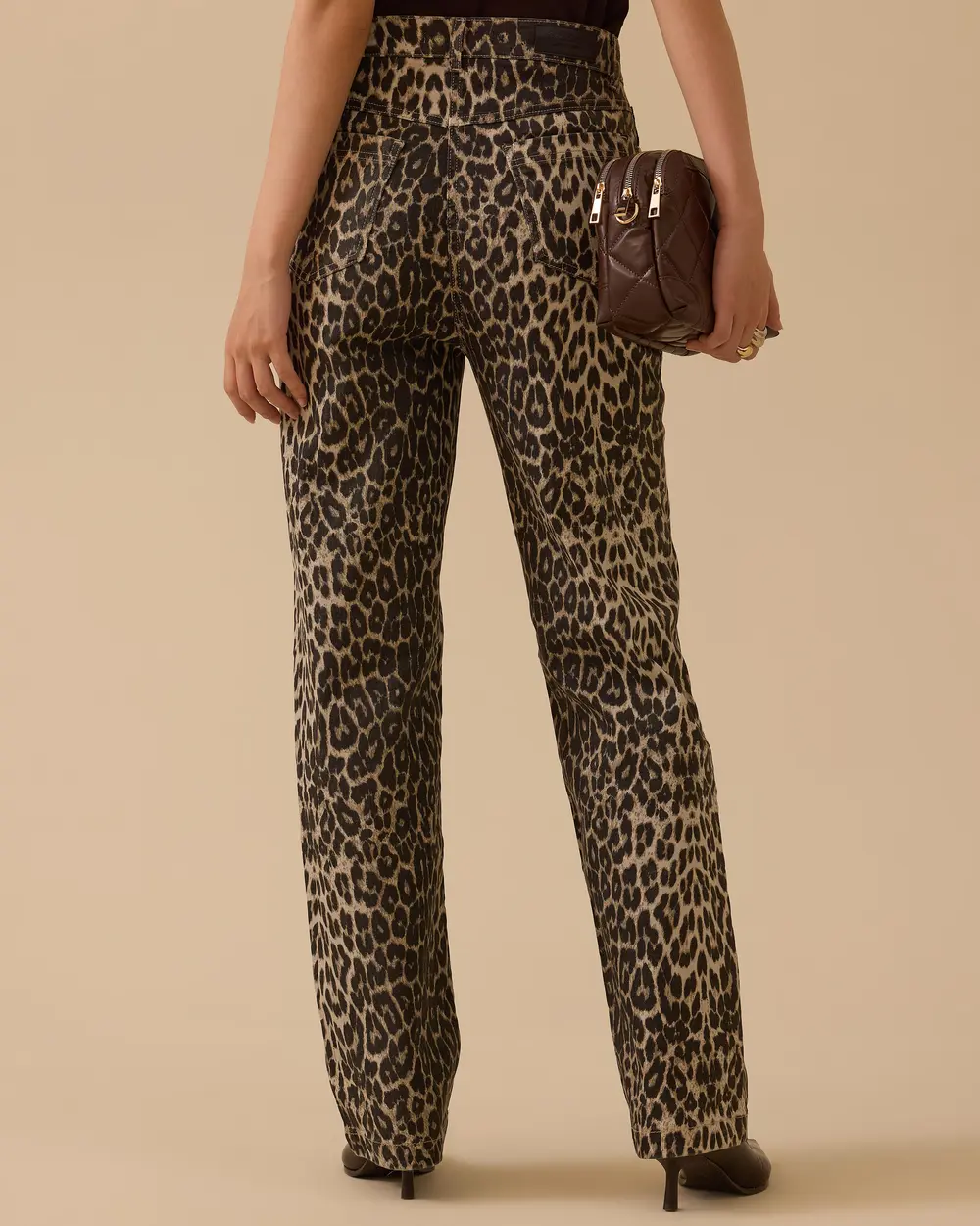 Leopar Desenli Tam Boy Pantolon