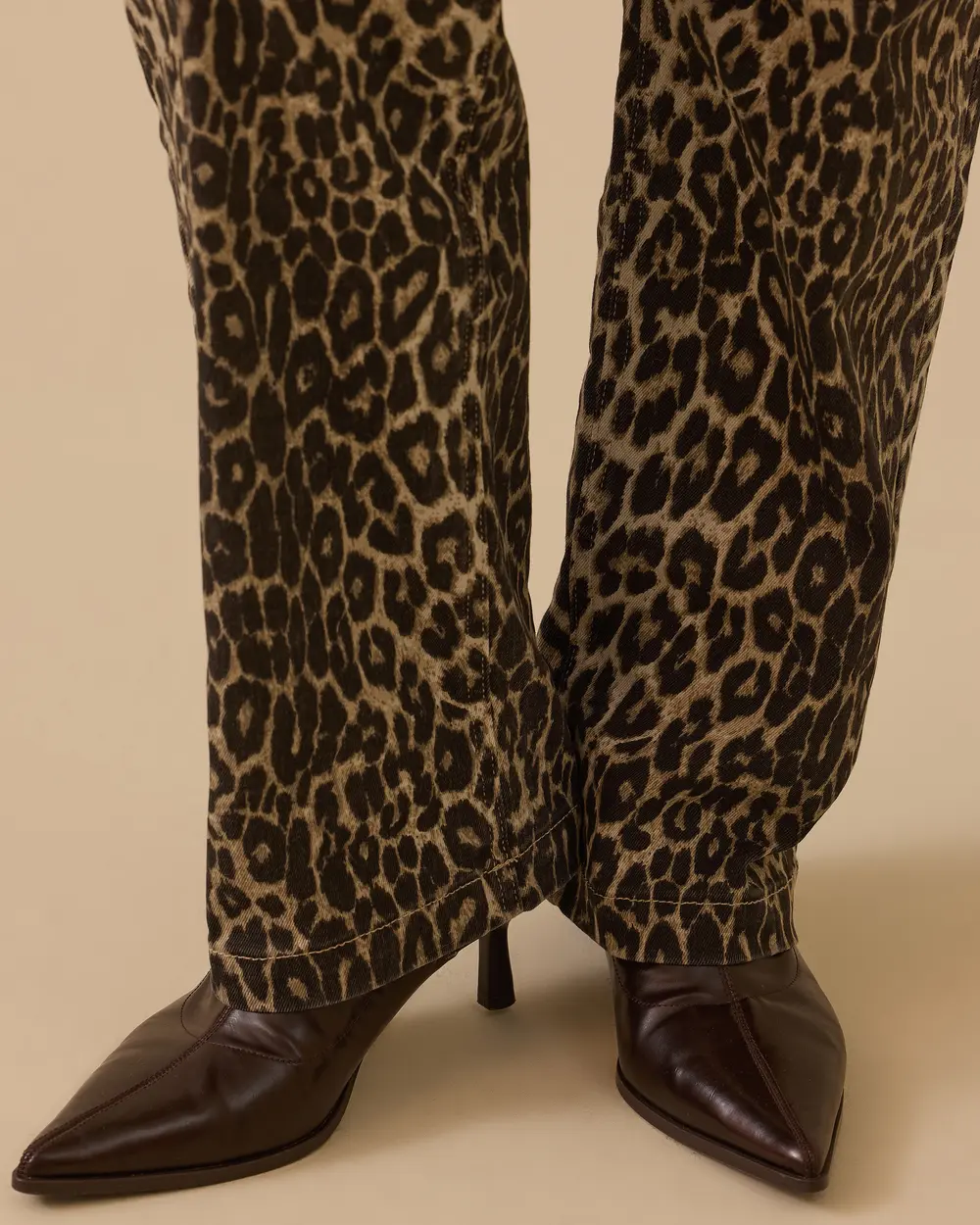 Leopar Desenli Tam Boy Pantolon