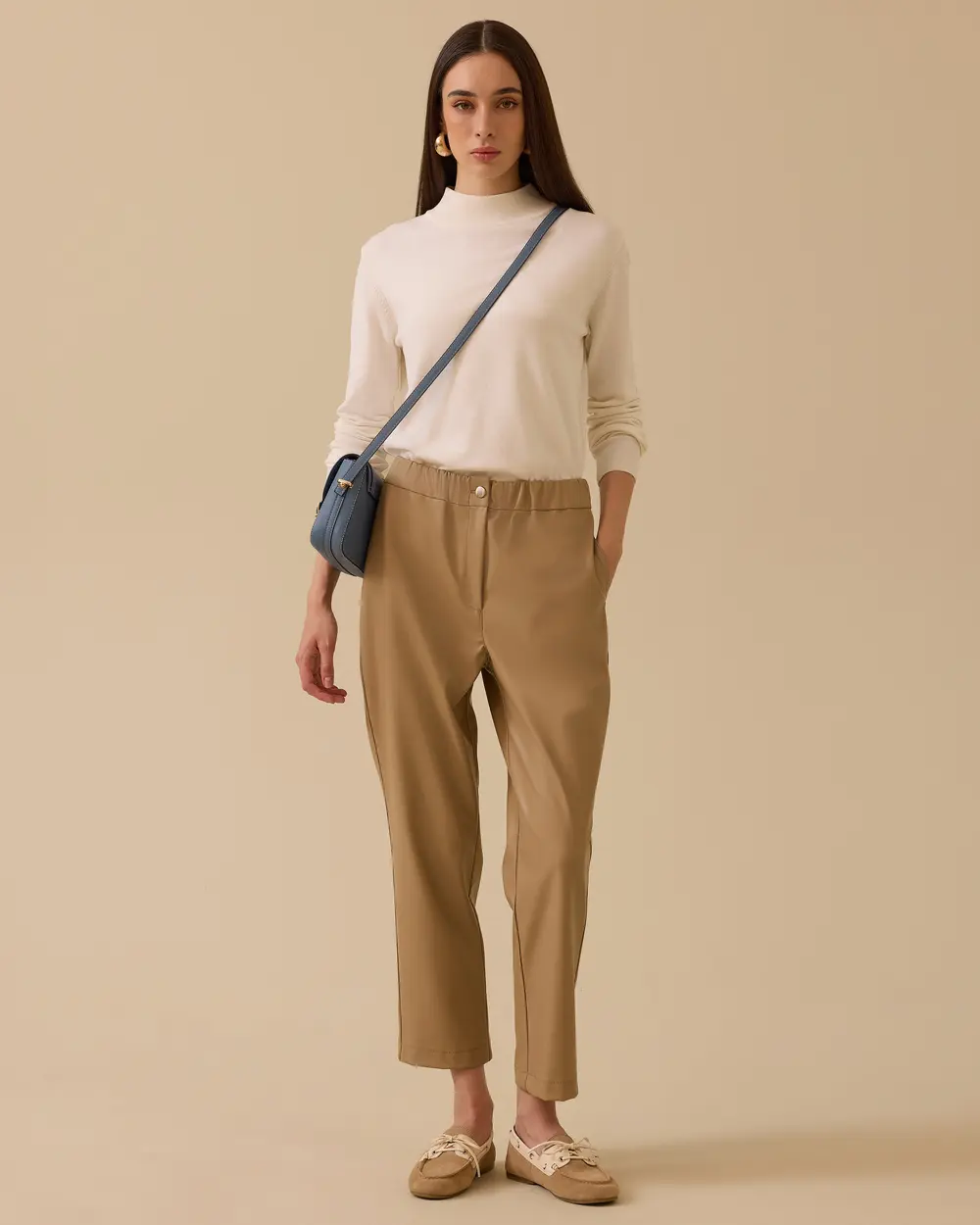 Suni Deri Bilek Boy Havuç Pantolon