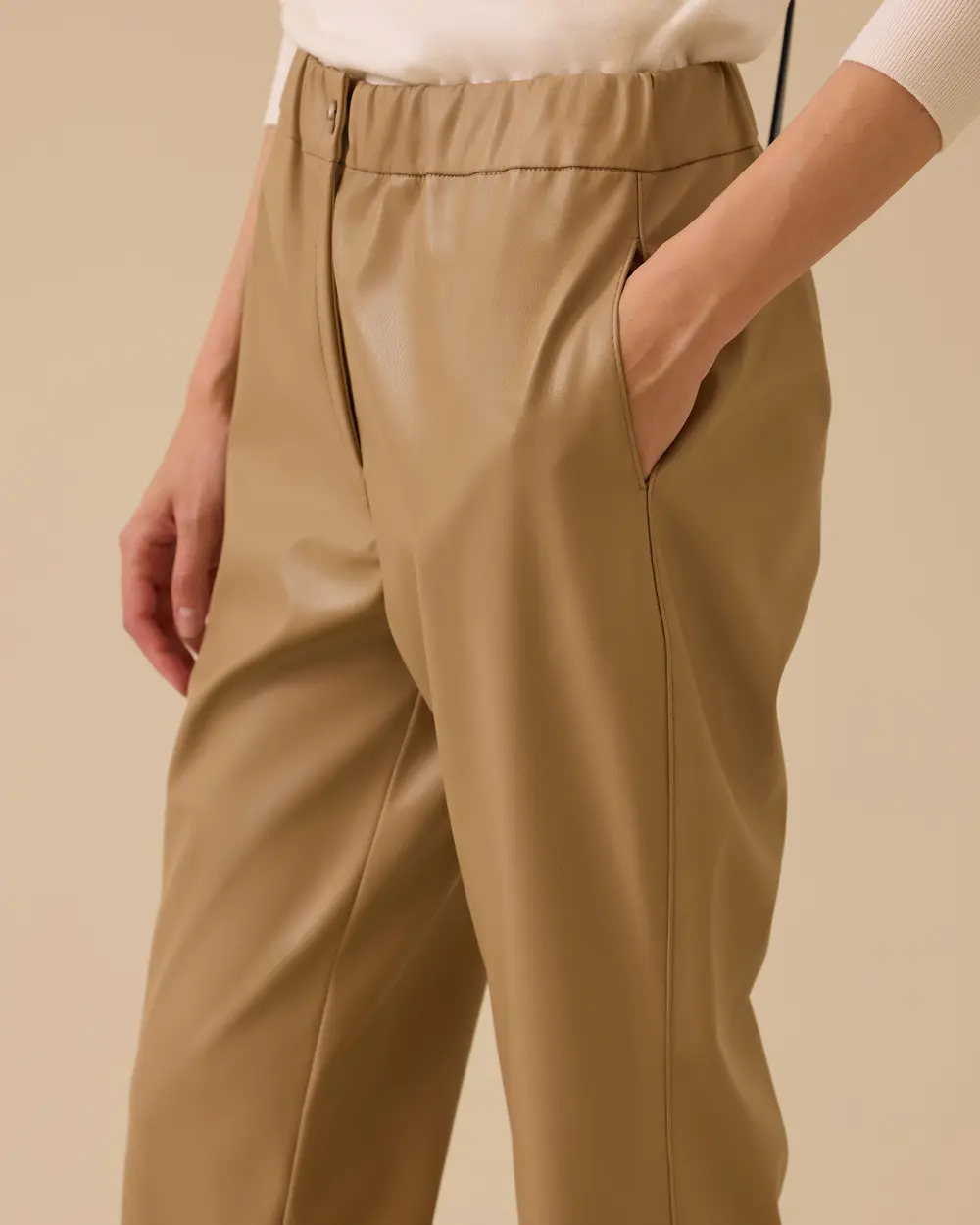 Faux Leather Ankle Length Carrot Pants