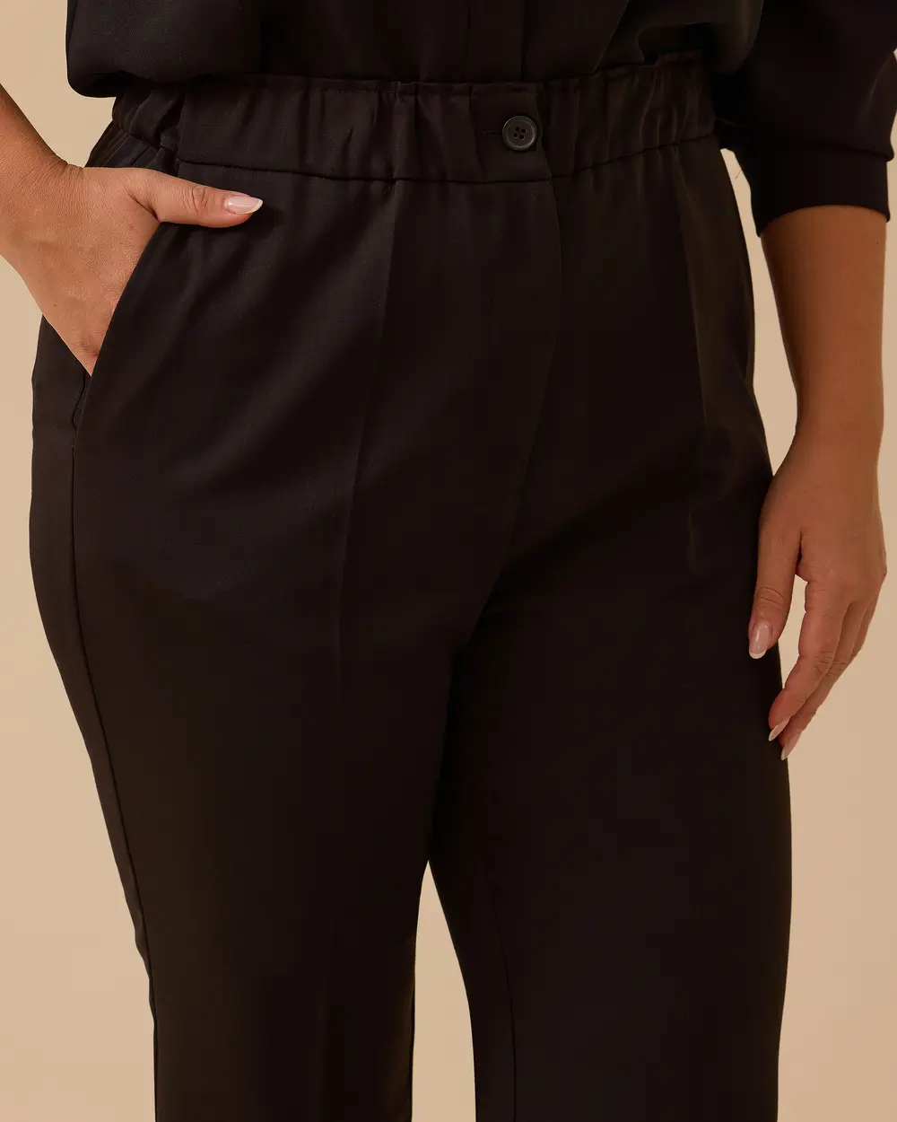 Büyük Beden Tek Düğmeli Düz Paça Pantolon
