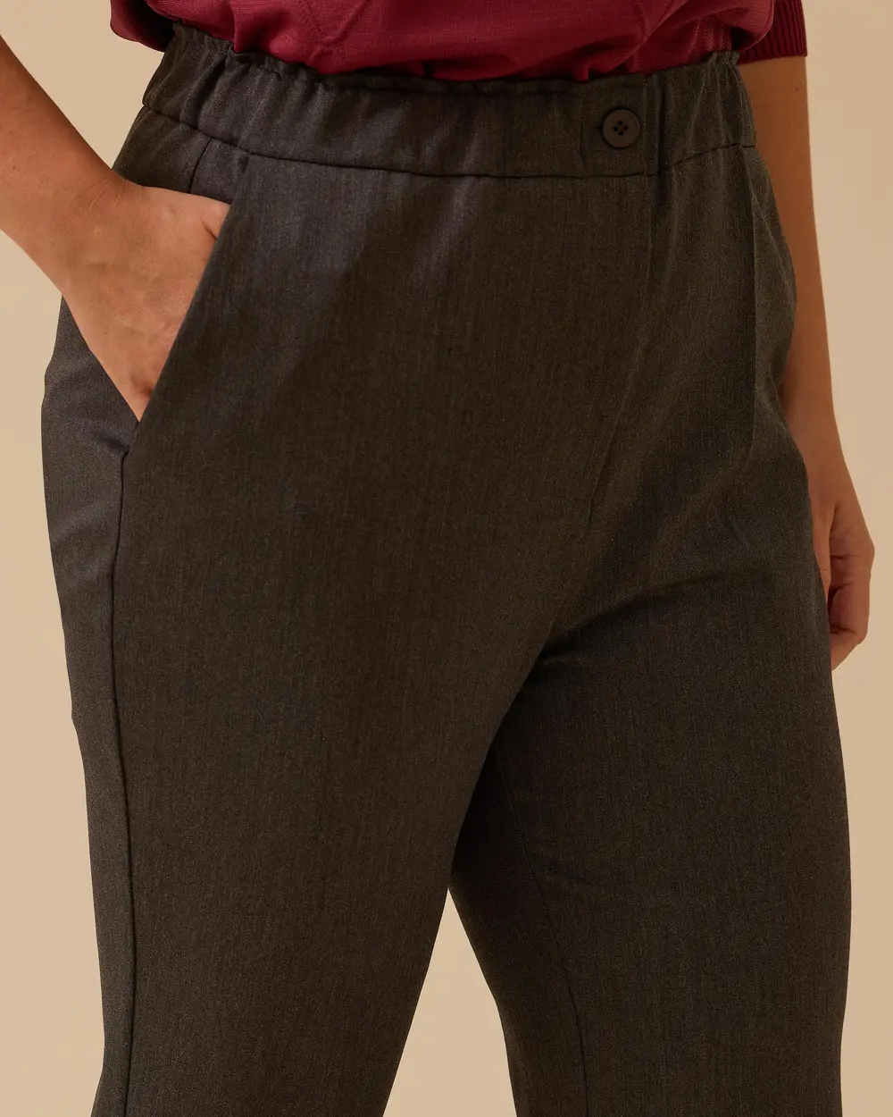 Büyük Beden Tek Düğmeli Düz Paça Pantolon