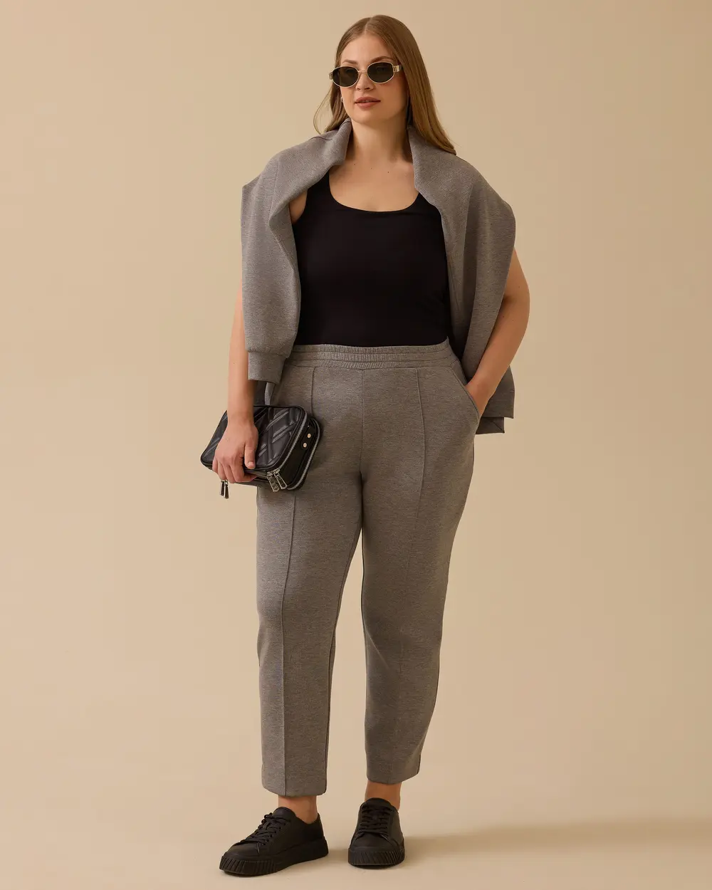 Plus Size Stripe Detailed Ankle Length Pants