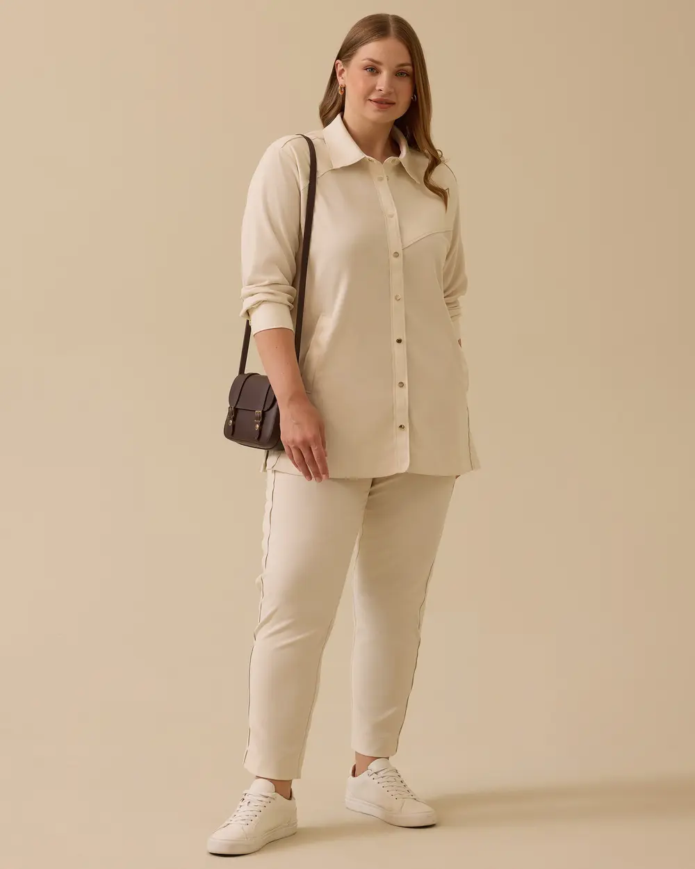 Büyük Beden Fitilli Bilek Boy Pantolon