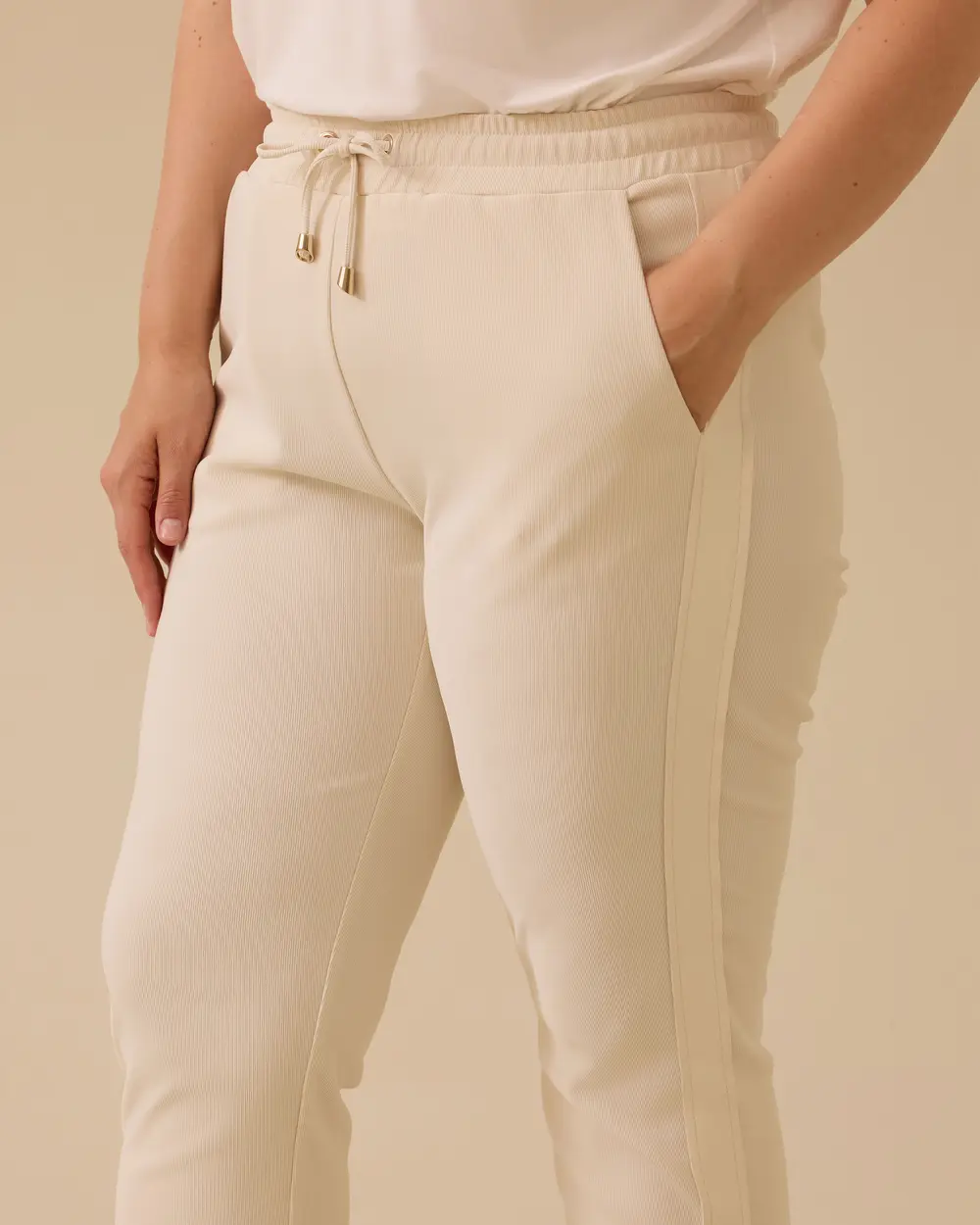 Büyük Beden Fitilli Bilek Boy Pantolon