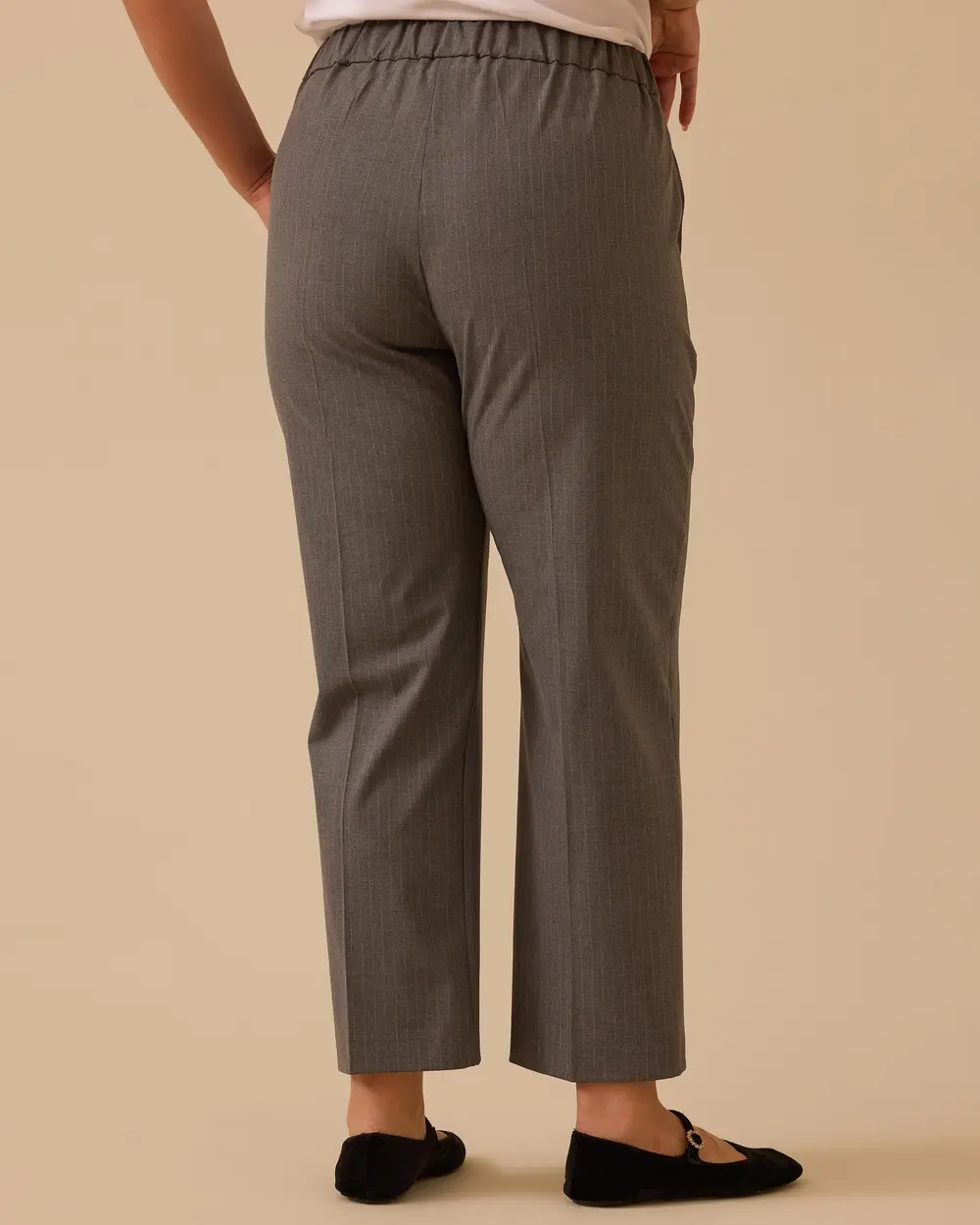 Büyük Beden Çizgi Desenli Klasik Pantolon