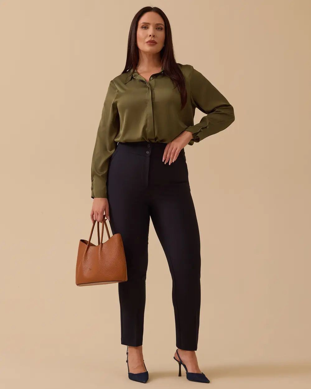 Büyük Beden Çift Düğmeli Klasik Pantolon