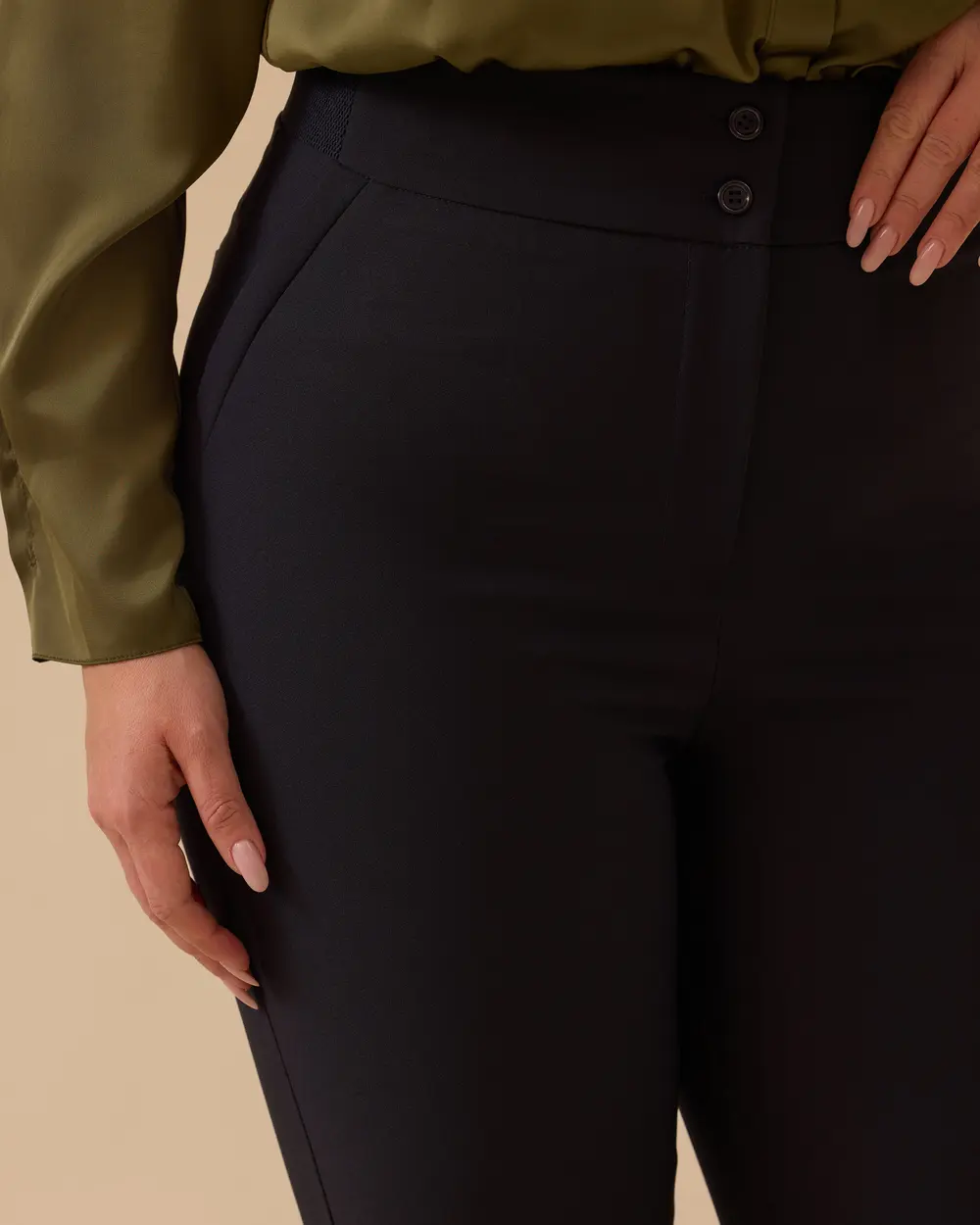 Büyük Beden Çift Düğmeli Klasik Pantolon