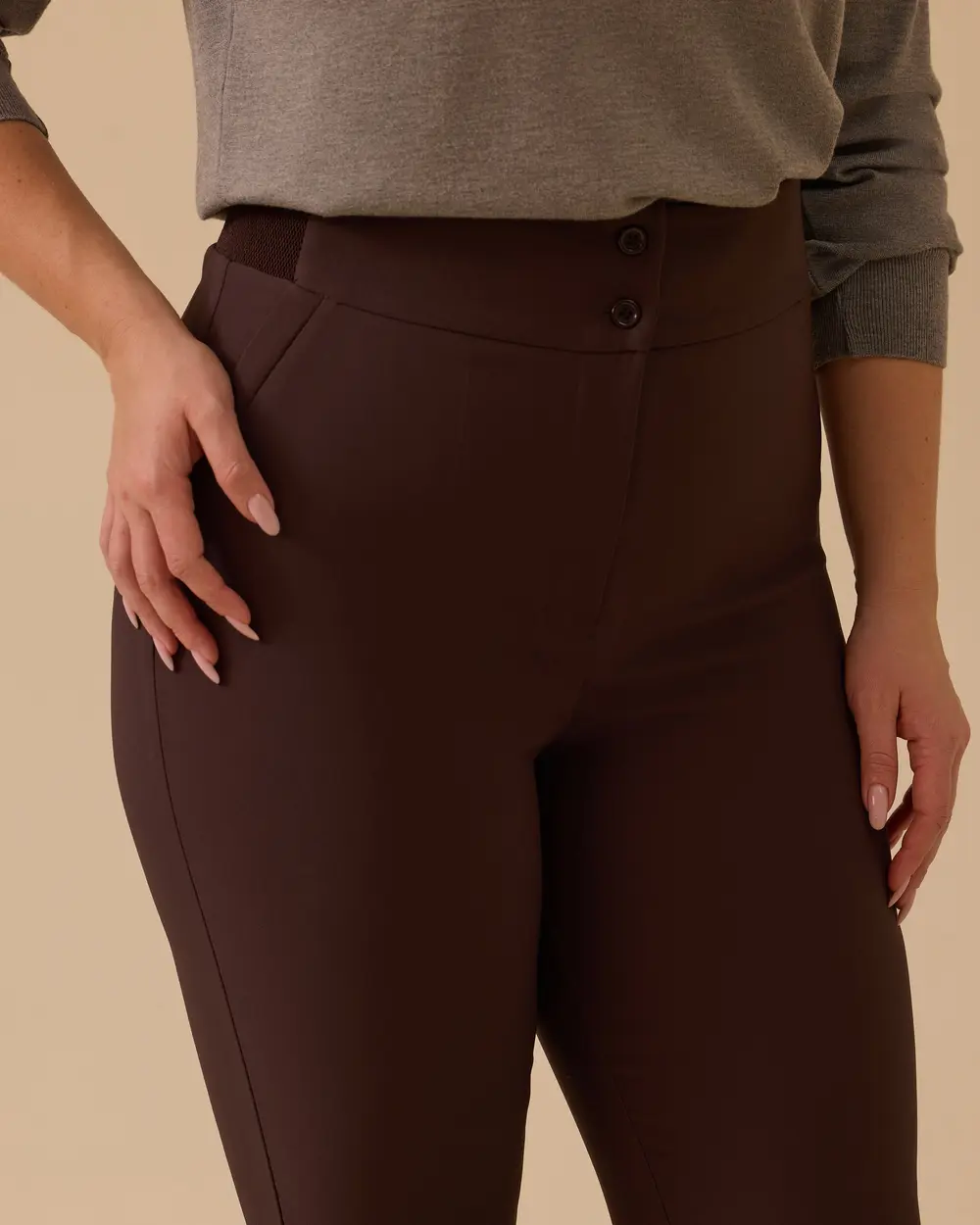 Büyük Beden Çift Düğmeli Klasik Pantolon