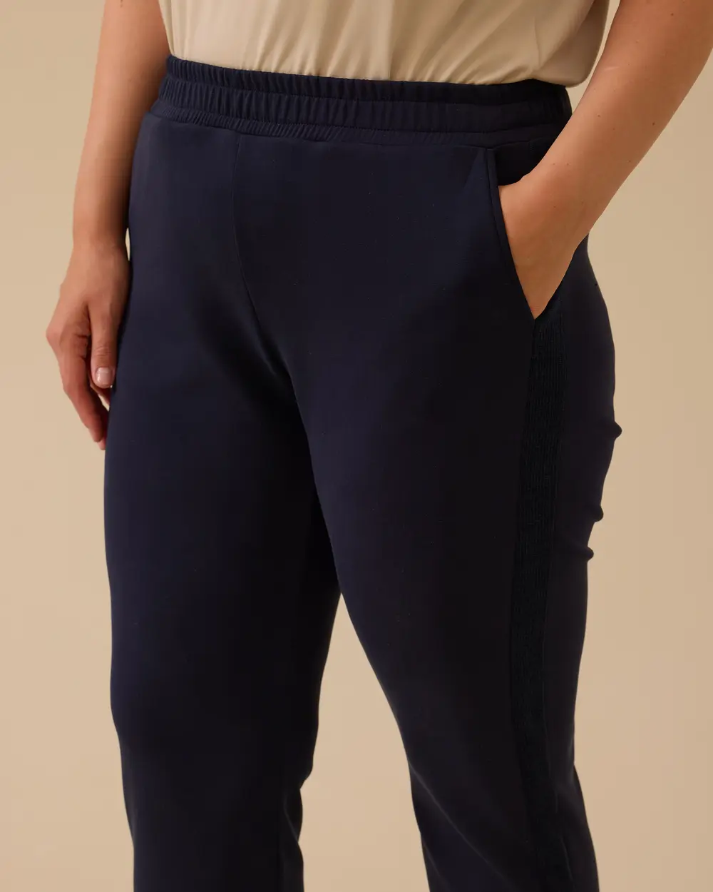 Büyük Beden Elastik Bel Cepli Pantolon