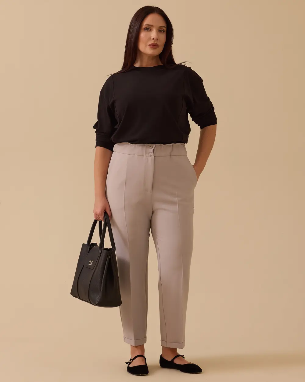 Büyük Beden Elastik Bel Bilek Boy Pantolon