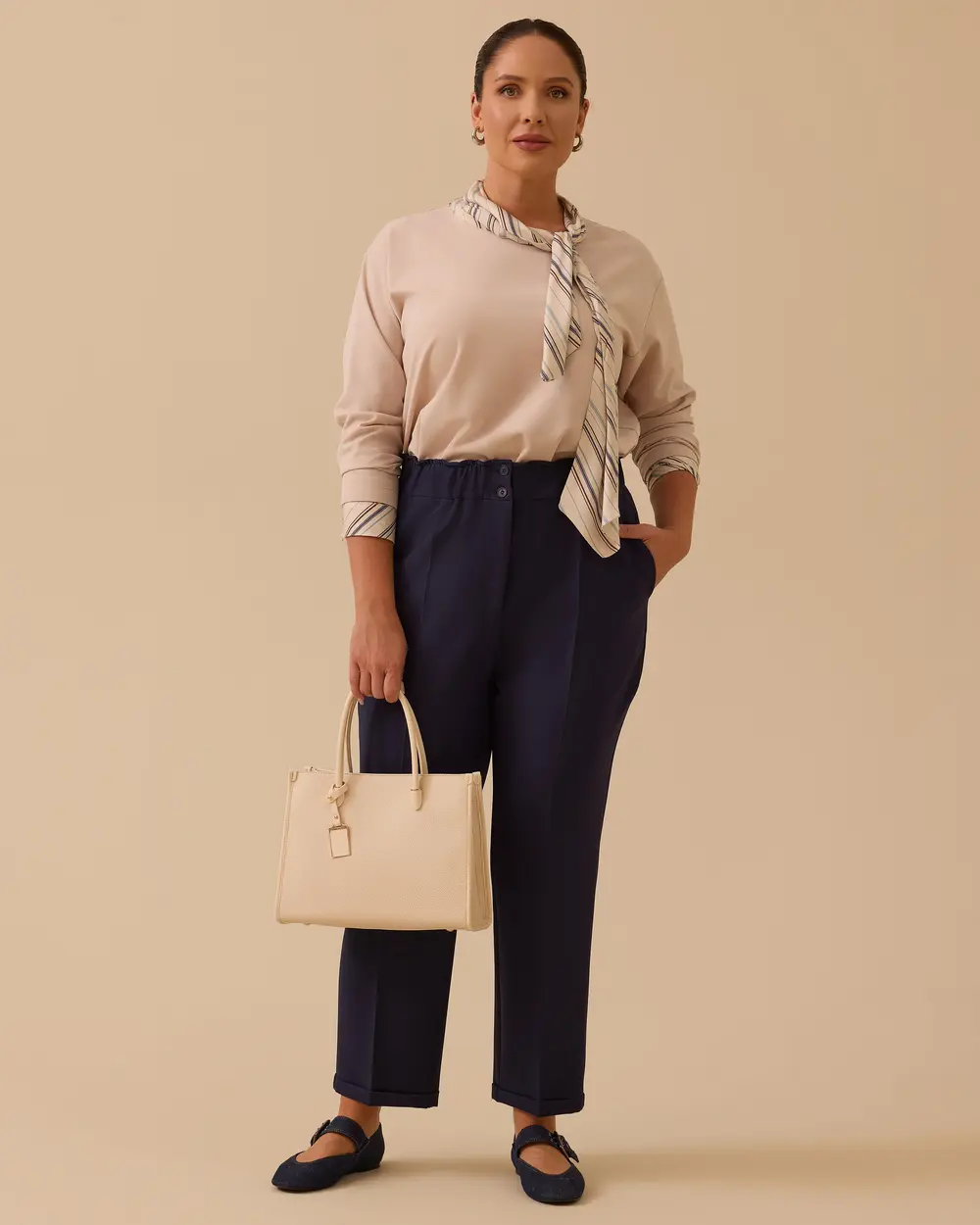 Büyük Beden Elastik Bel Bilek Boy Pantolon