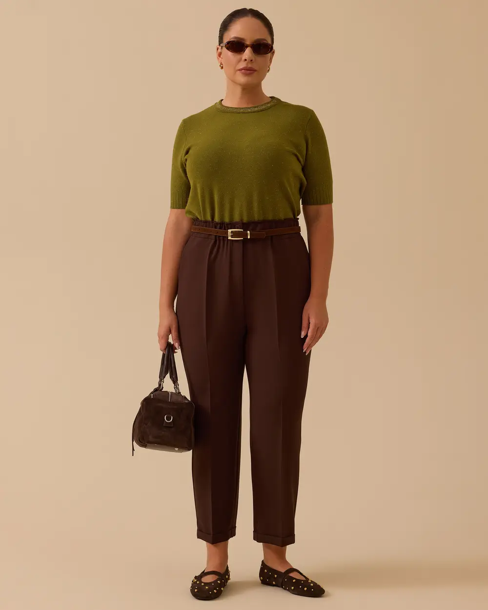 Büyük Beden Elastik Bel Bilek Boy Pantolon