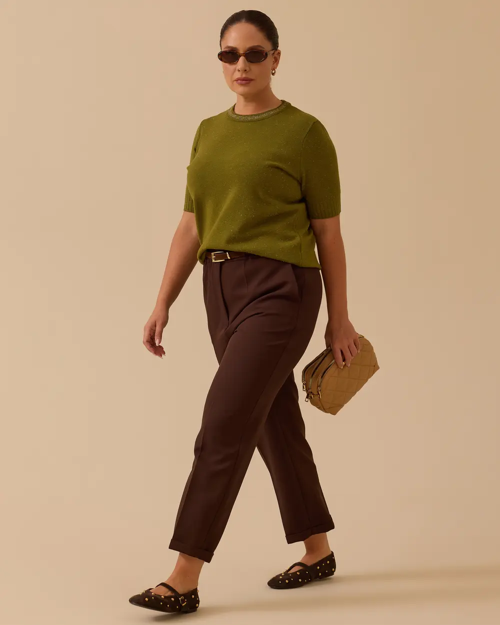 Plus Size Elastic Waist Ankle Length Pants