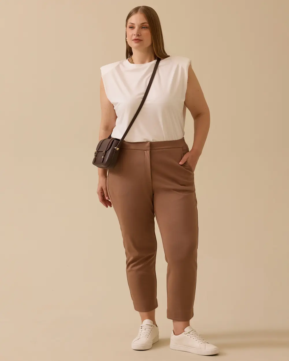 Plus Size Ankle Length Pants with Pockets
