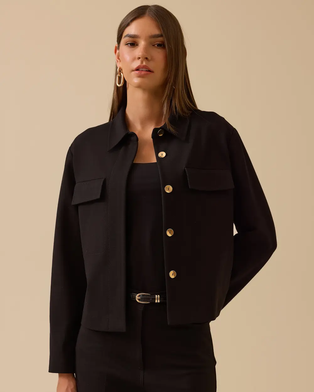 Düğmeli Cep Kapaklı Ceket