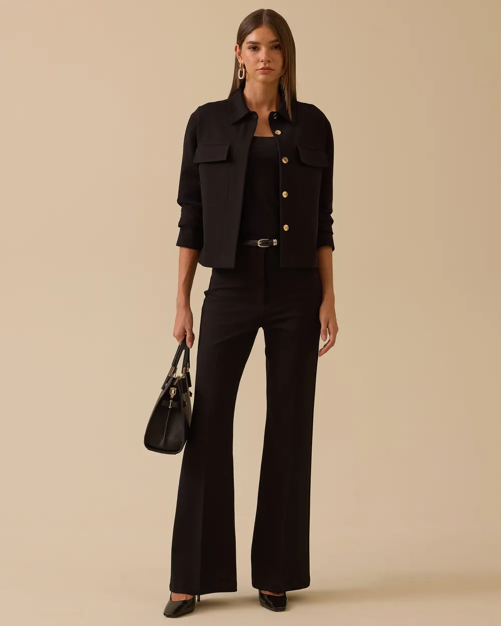 Düğmeli Cep Kapaklı Ceket