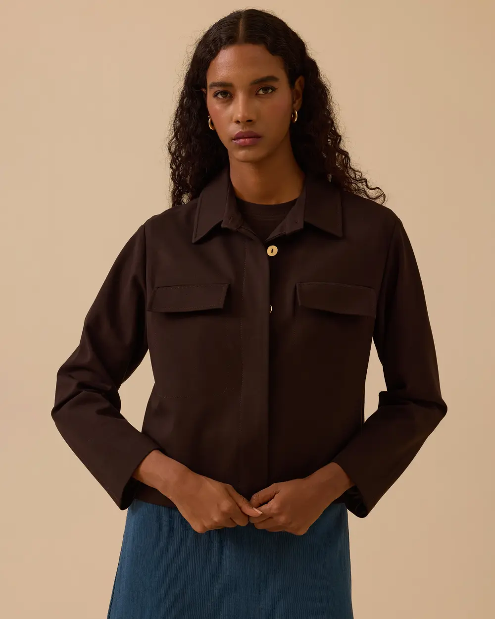 Düğmeli Cep Kapaklı Ceket