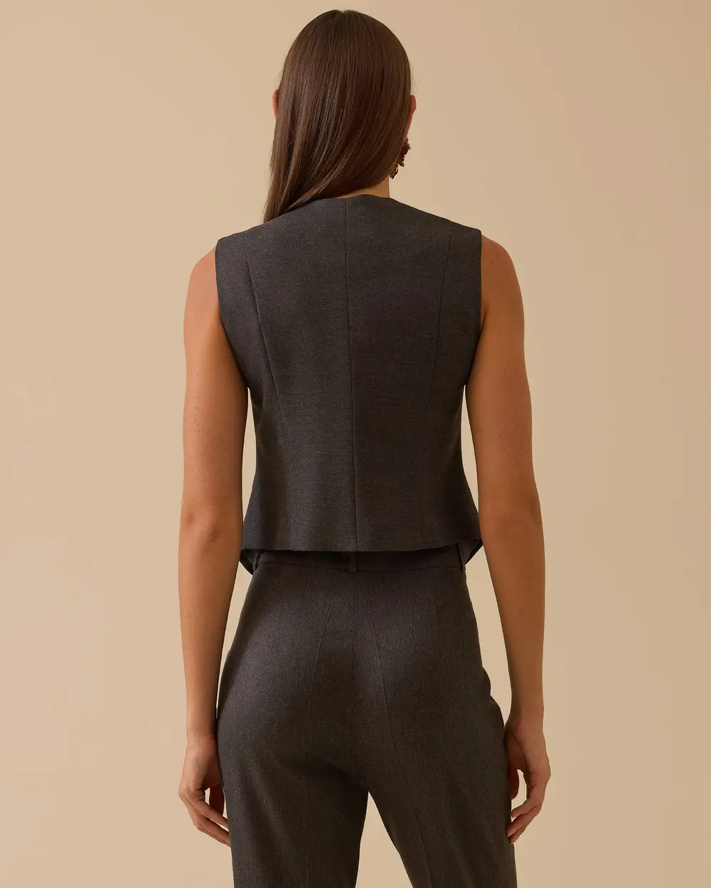 Asimetrik Kesim Düğmeli Yelek