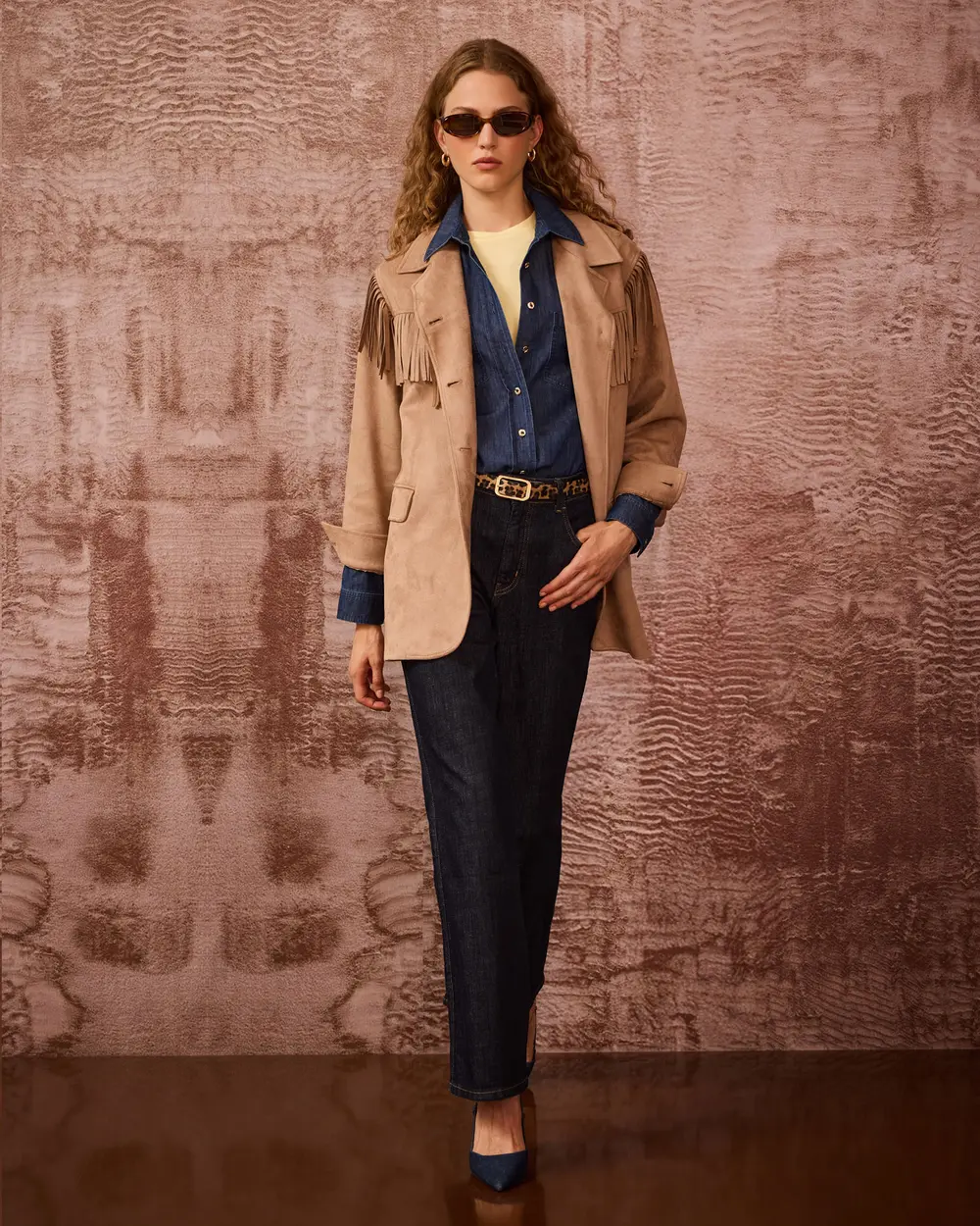 Püskül Detaylı Süet Ceket