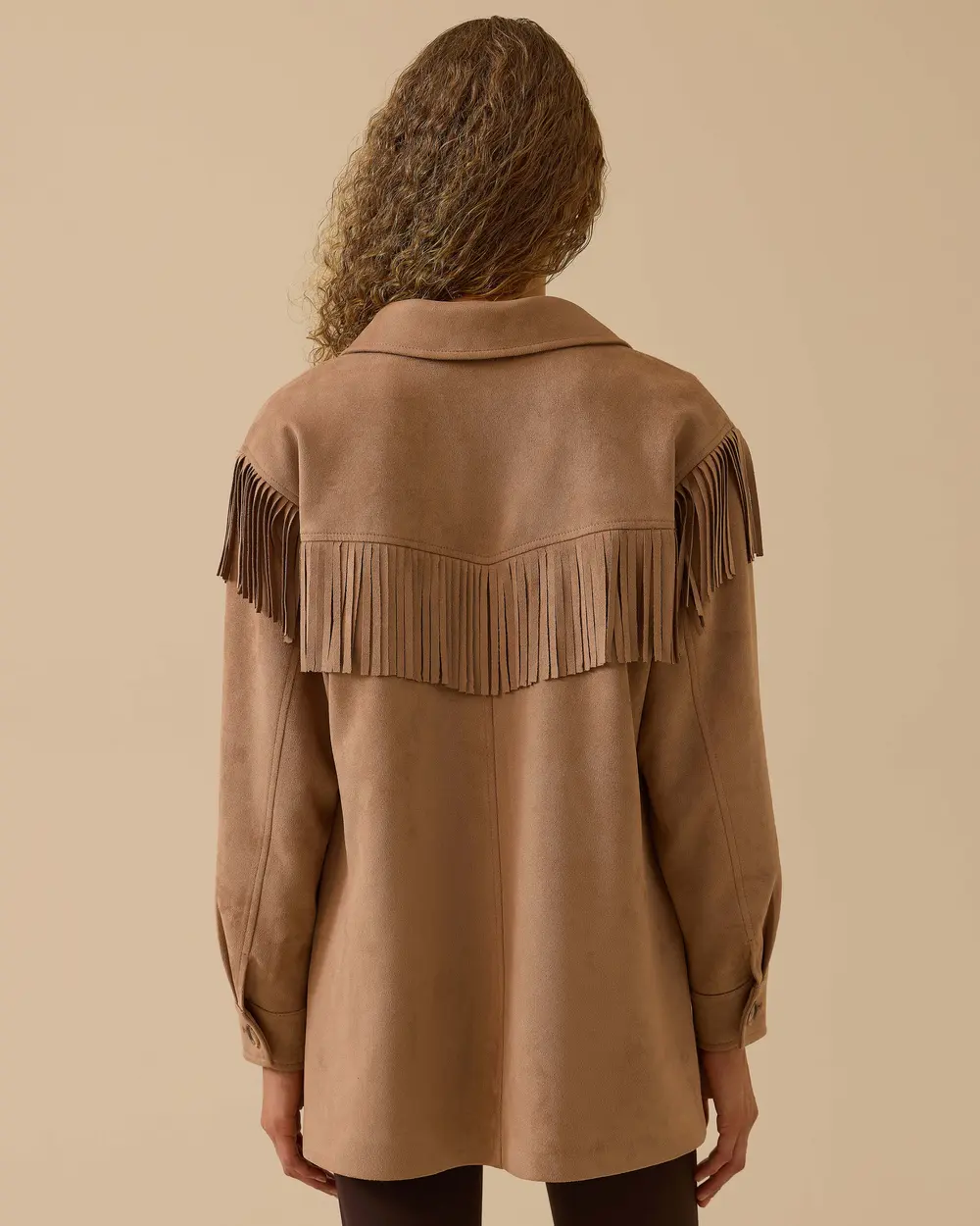 Püskül Detaylı Süet Ceket