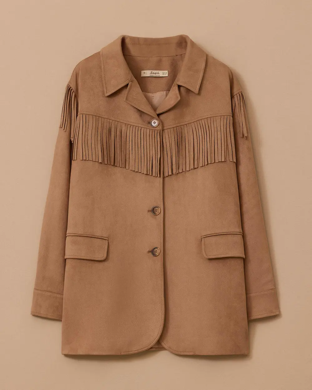 Suede Jacket with Tassel Detail