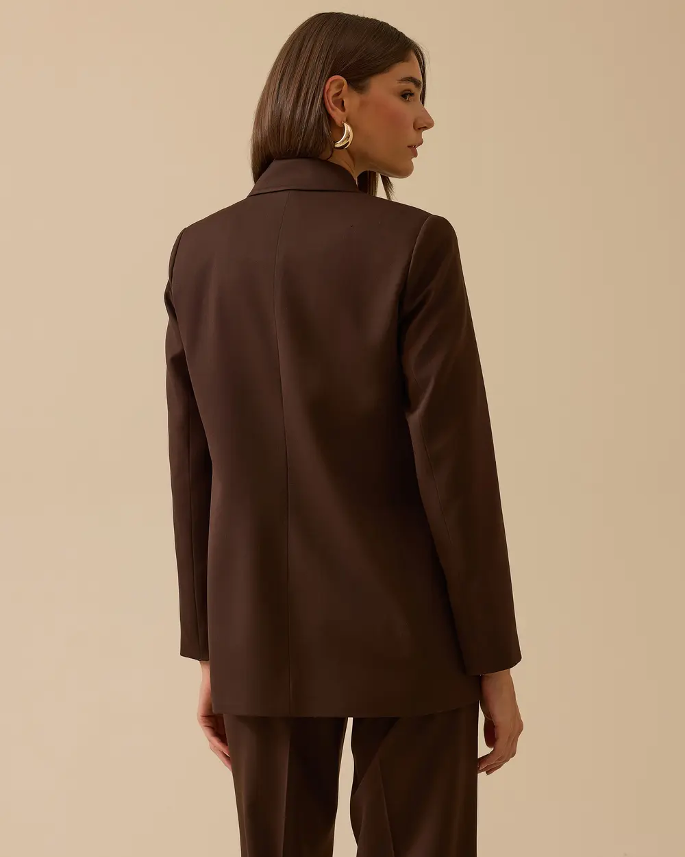 Çizgi Detaylı Tek Düğmeli Ceket